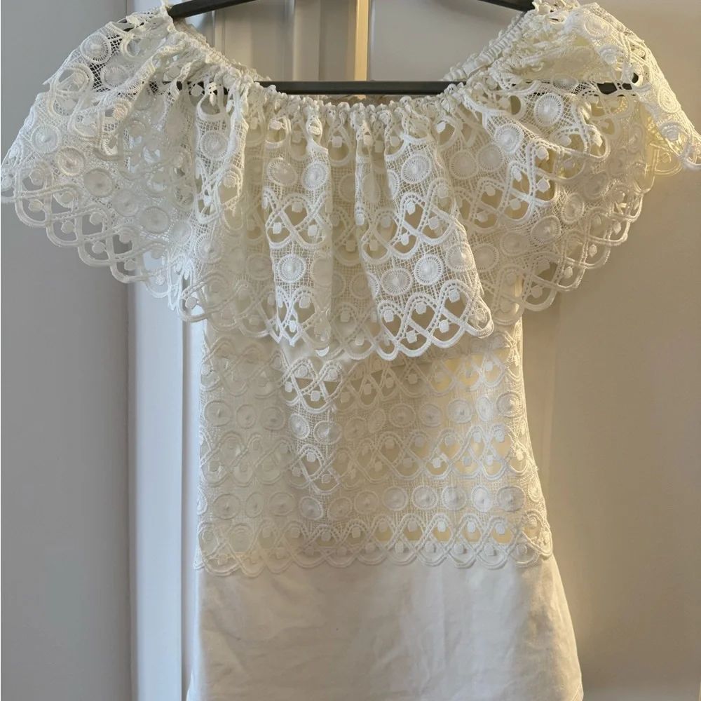 Anne Fontaine White Lace Top - Picture 3 of 4